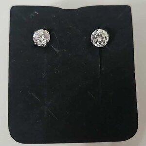 Diamonique round stud earrings set in sterling silver NIB